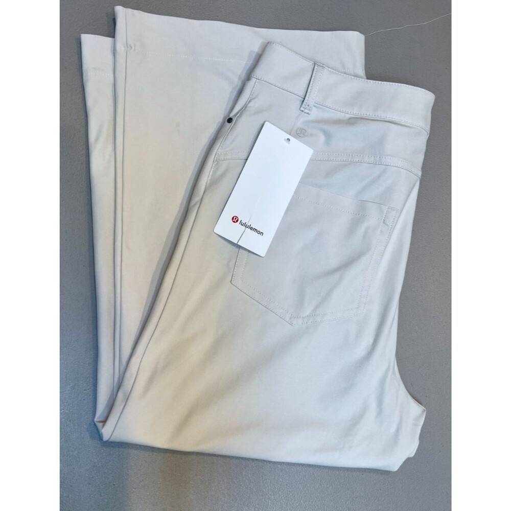 Lululemon Size 32 NEW City Sleek 5 Pkt Wide Leg High Rise Pant Ecru Ivory Womens